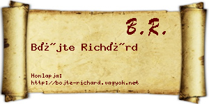 Böjte Richárd névjegykártya